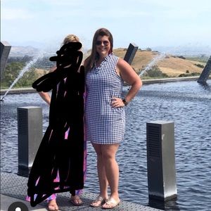 Black and white gingham shift dress